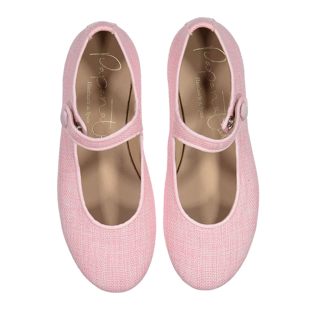 Papanatas Pink Tweed Button Mary Janes