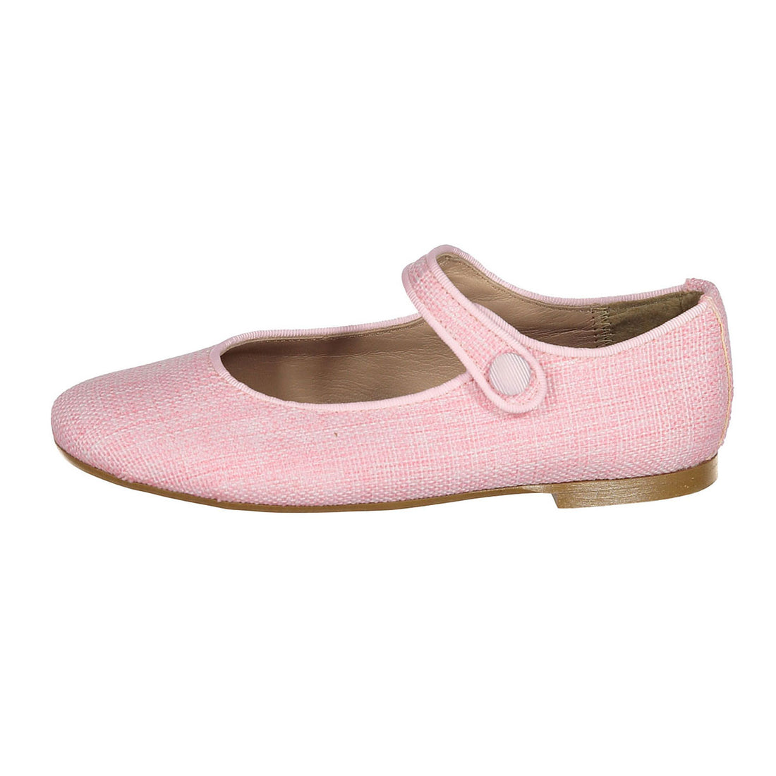 Papanatas Pink Tweed Button Mary Janes