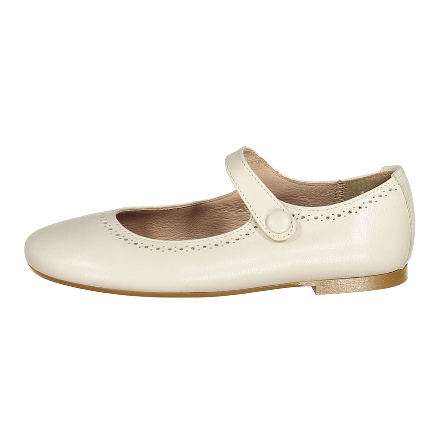 Papanatas Cream Eyelet Mary Janes
