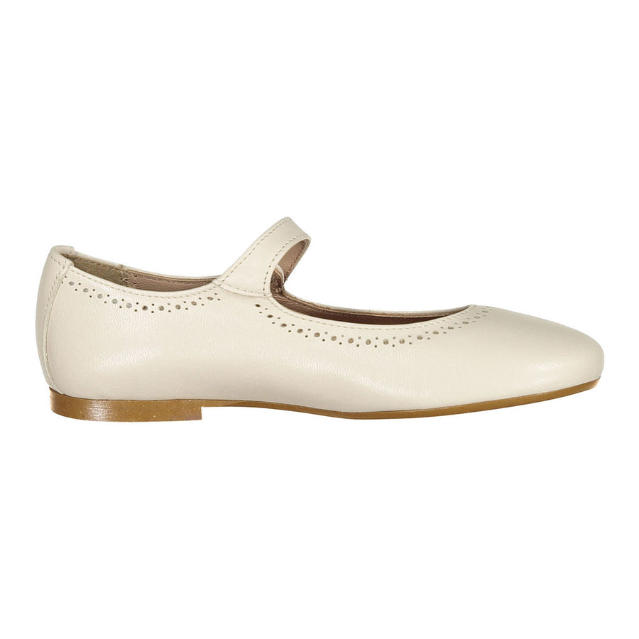 Papanatas Cream Eyelet Mary Janes