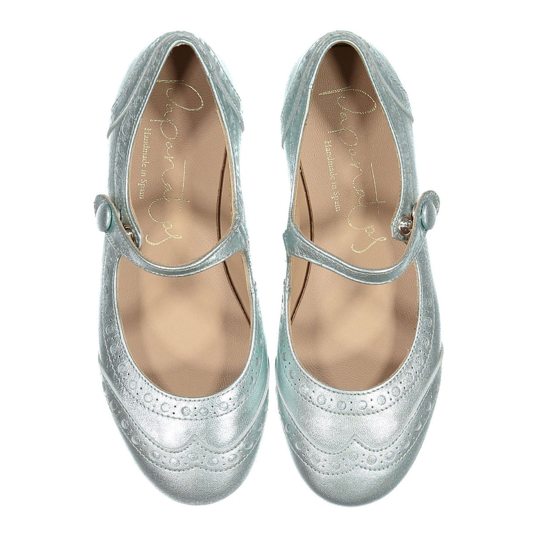 Papanatas Metallic Wing Tip Mary Janes