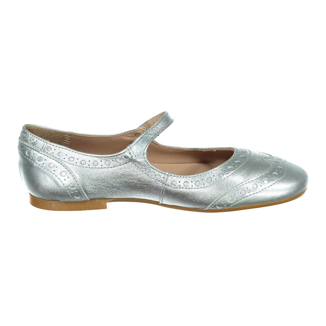 Papanatas Metallic Wing Tip Mary Janes