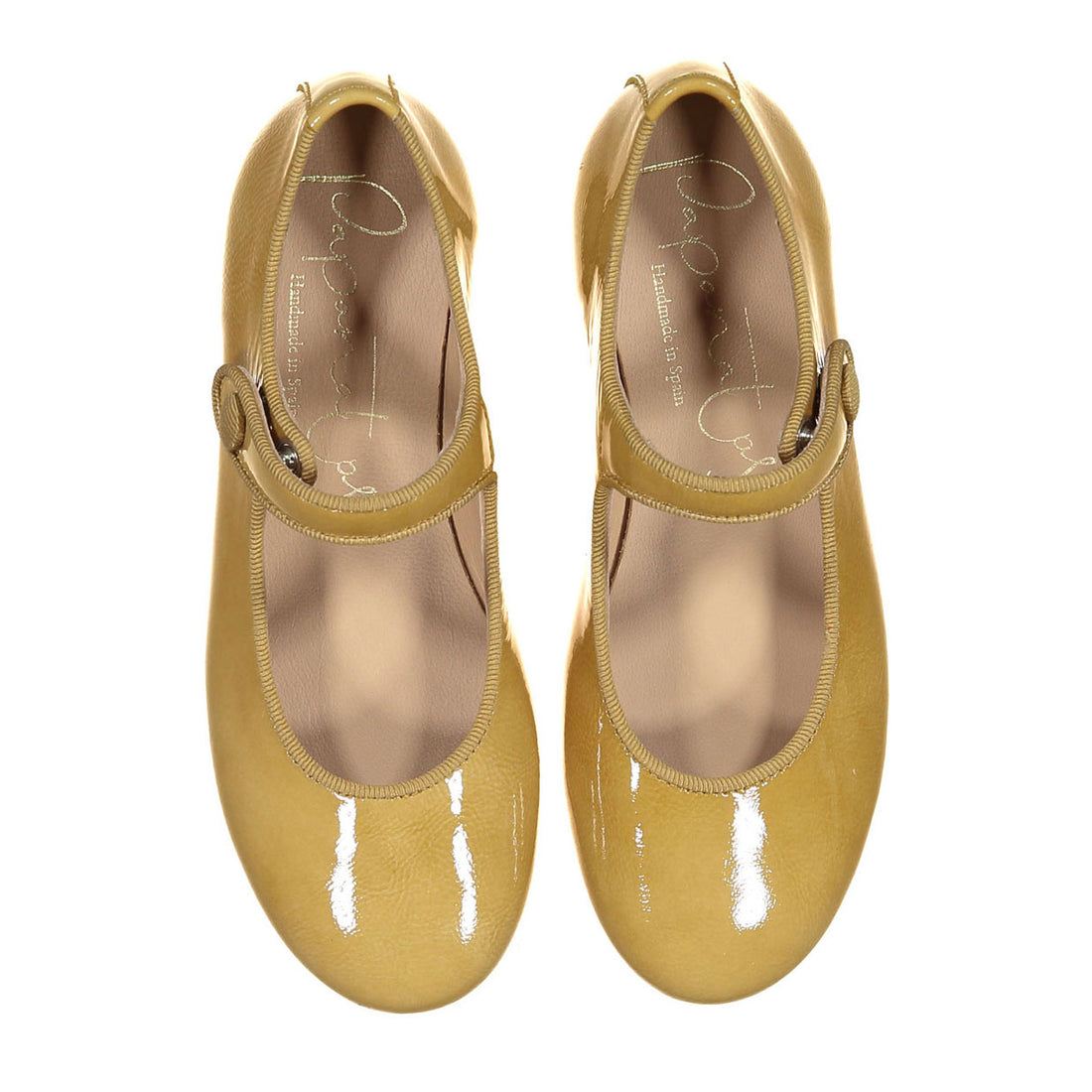 Papanatas Caramel Patent Button Mary Janes