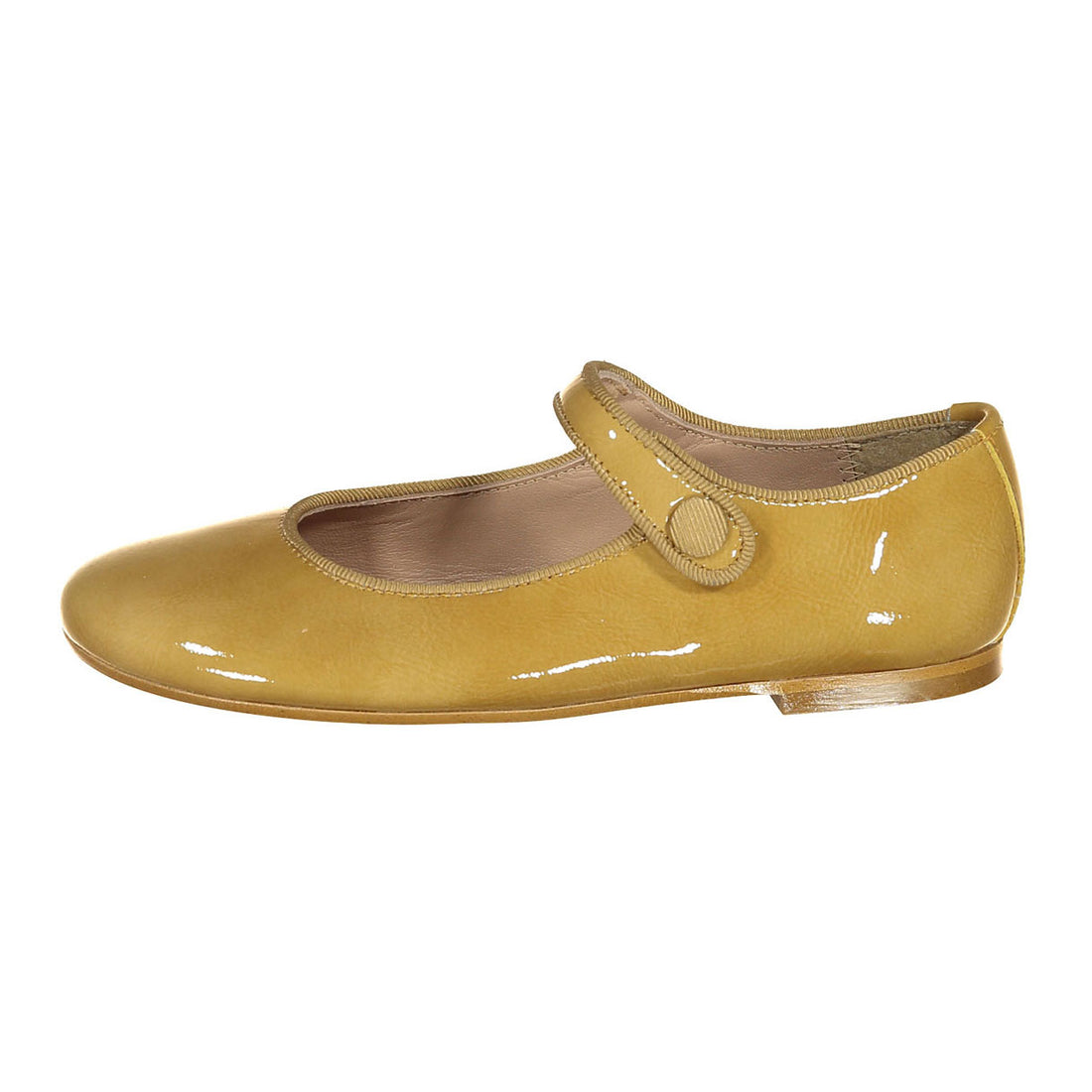 Papanatas Caramel Patent Button Mary Janes
