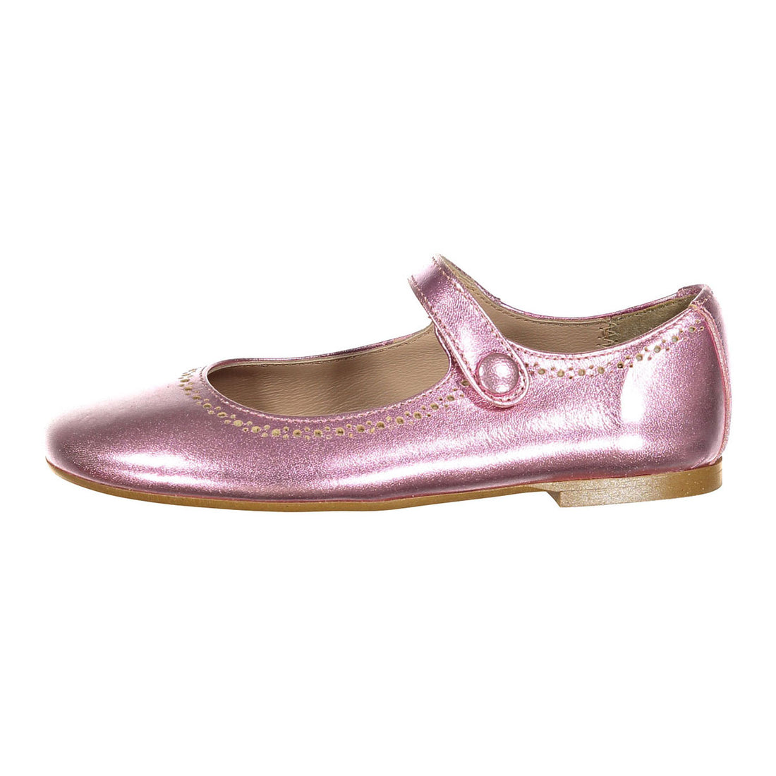 Papanatas Pink Metallic Eyelet Mary Janes