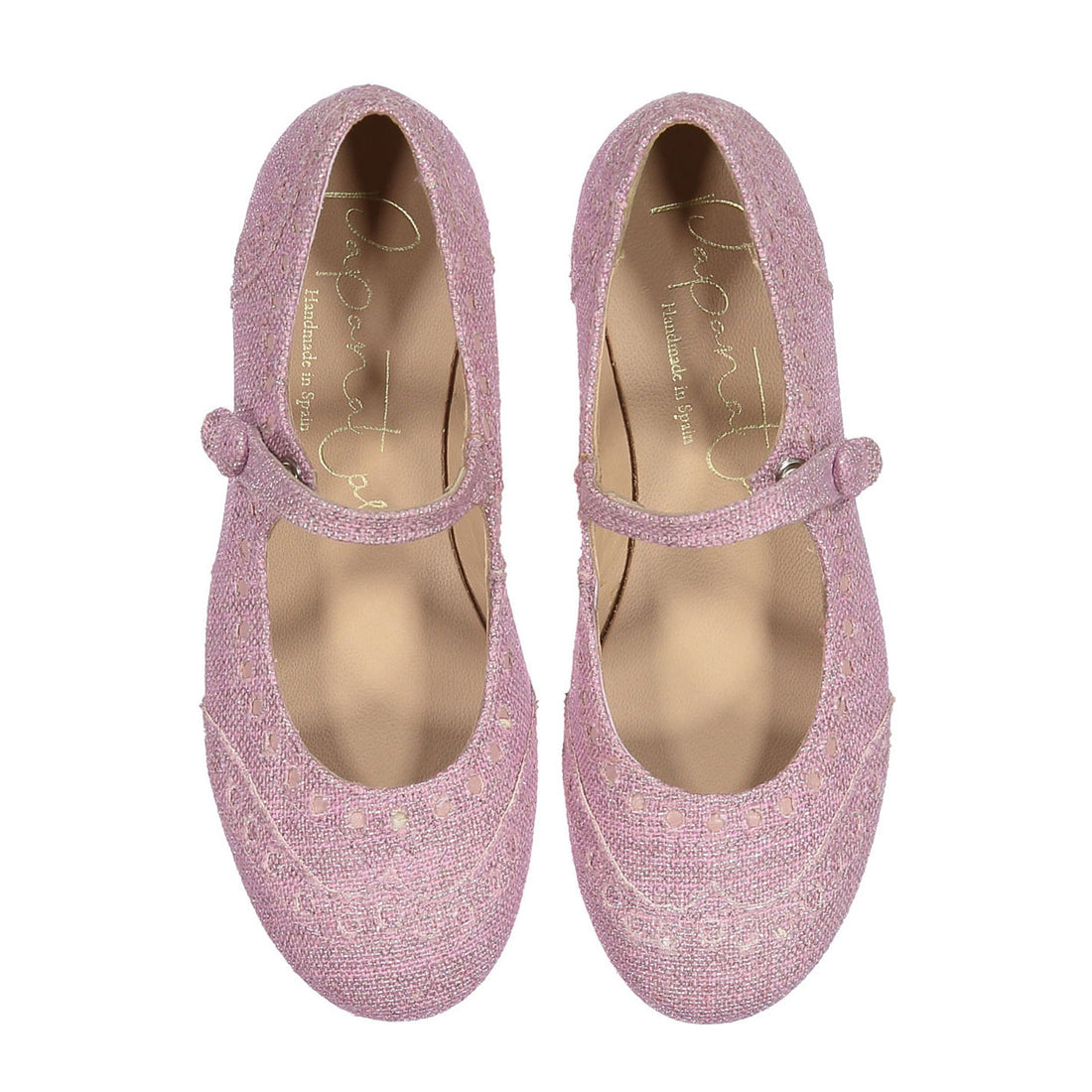 Papanatas Pink Tweed Wing Tip Mary Janes