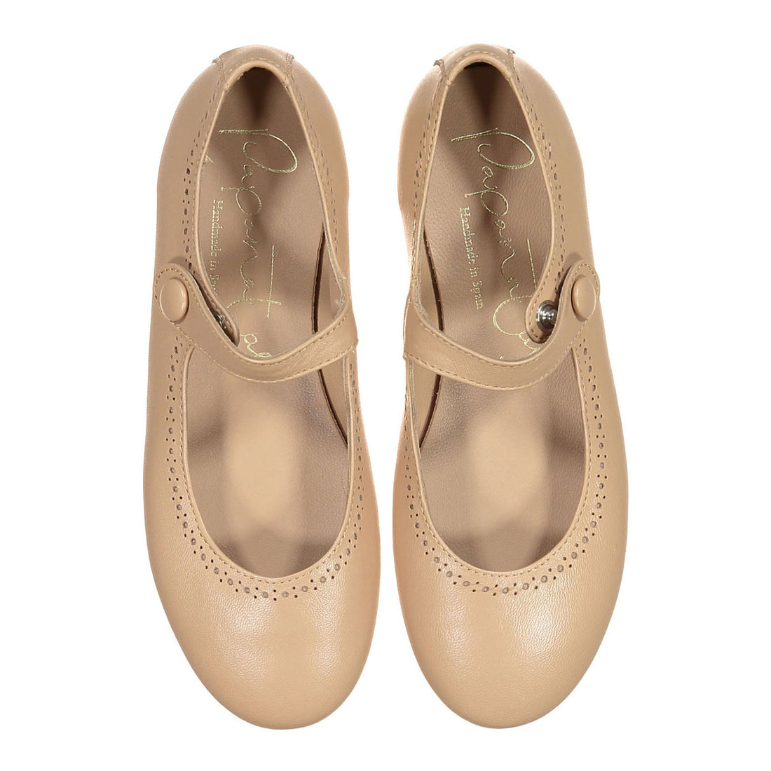 Papanatas Nude Eyelet Mary Janes