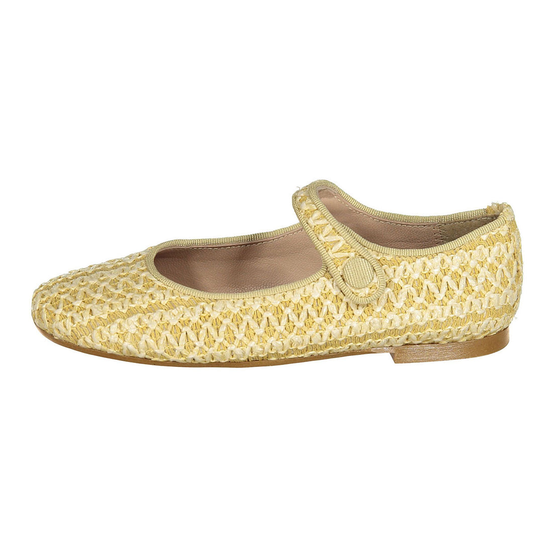 Papanatas Lemon Woven Button Mary Janes