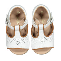 Papanatas White Leather Designed Open Toe Baby Sandals