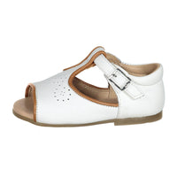 Papanatas White Leather Designed Open Toe Baby Sandals