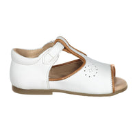 Papanatas White Leather Designed Open Toe Baby Sandals