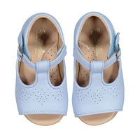 Papanatas Blue Leather Designed Open Toe Baby Sandals