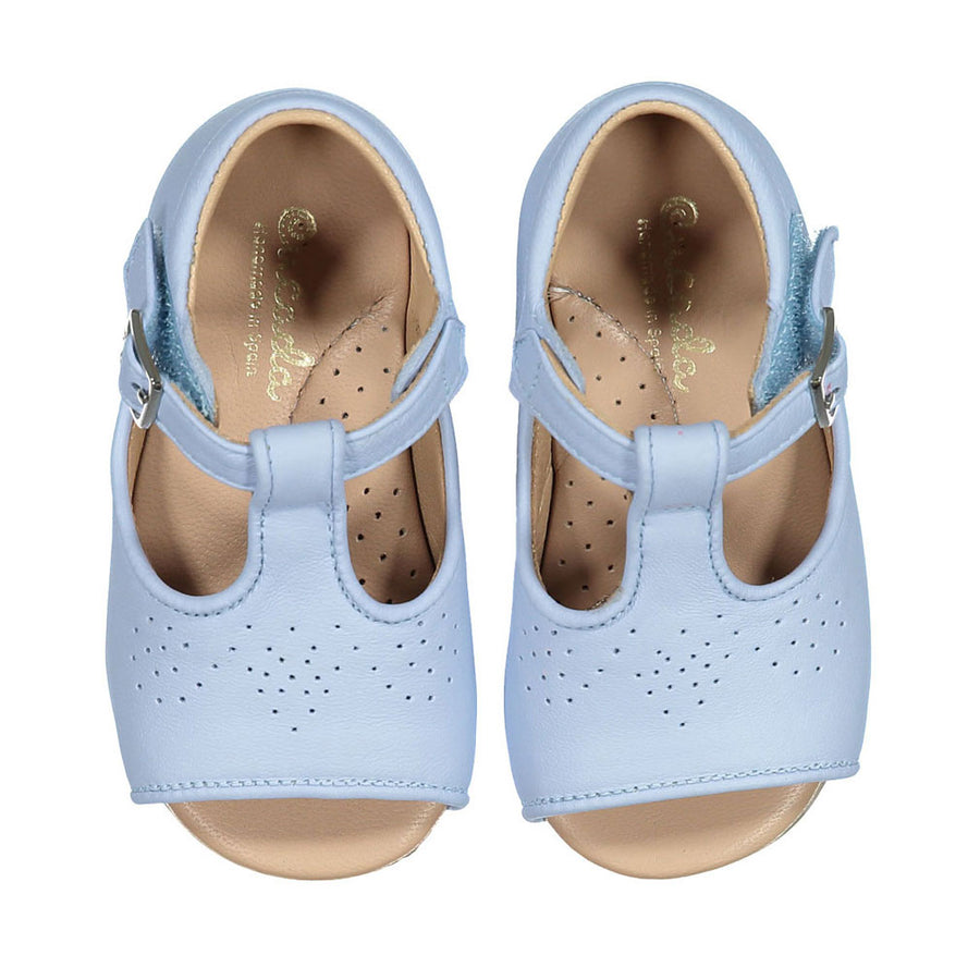 Papanatas Blue Leather Designed Open Toe Baby Sandals