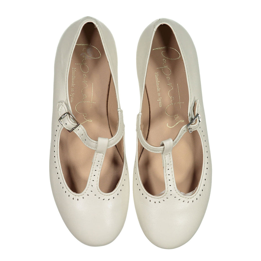 Papanatas Cream T-Strap Flat