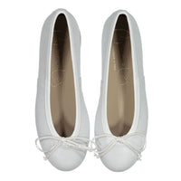 Papanatas White Metallic Leather Ballet Flat
