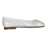 Papanatas White Metallic Leather Ballet Flat