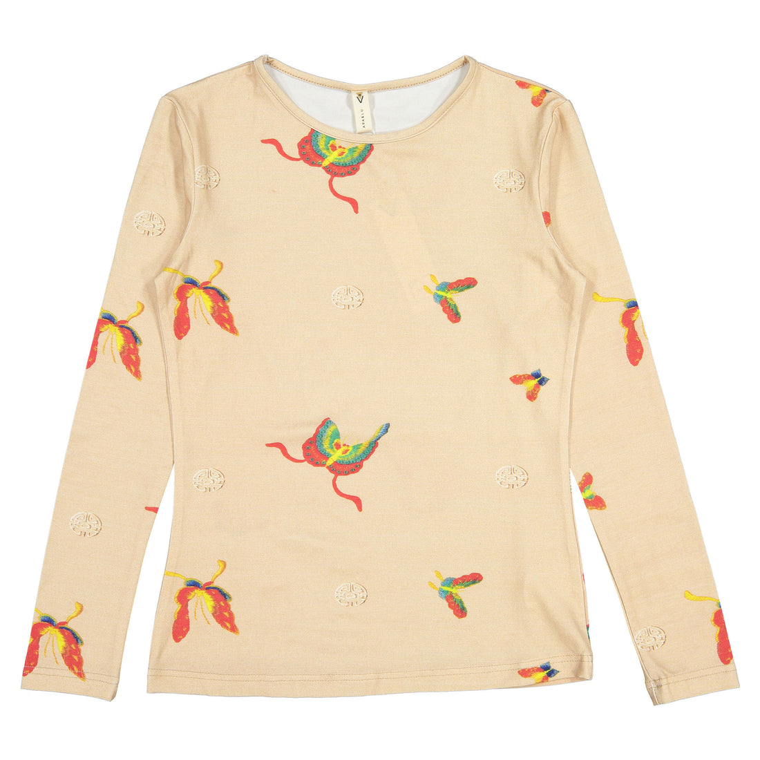 Ava and Lu Beige Scattered Butterfly Tee