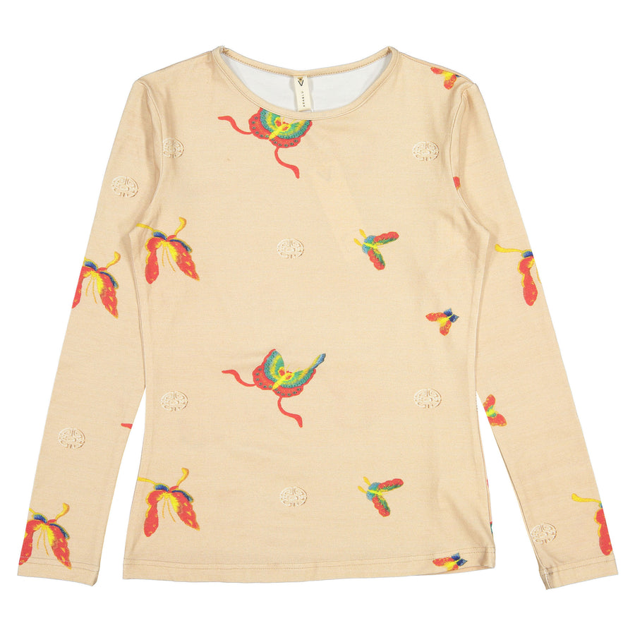 Ava and Lu Beige Scattered Butterfly Tee