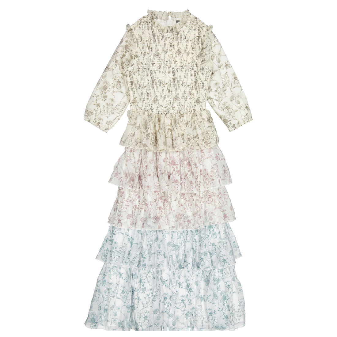 A4 Cream Multi Floral Ruffle Dress