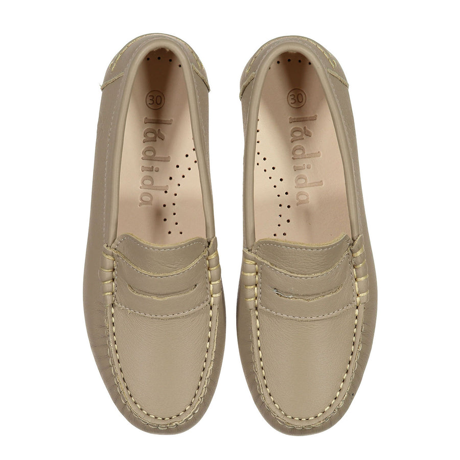 Ladida Shoes Taupe Leather Loafers