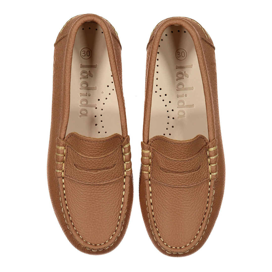 Ladida Shoes Cognac Pebbled Loafers