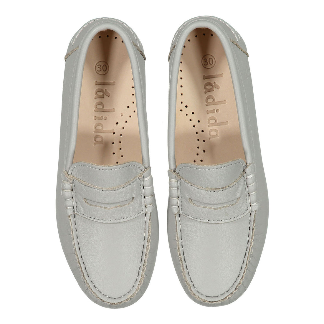 Ladida Shoes Light Grey Leather Loafers