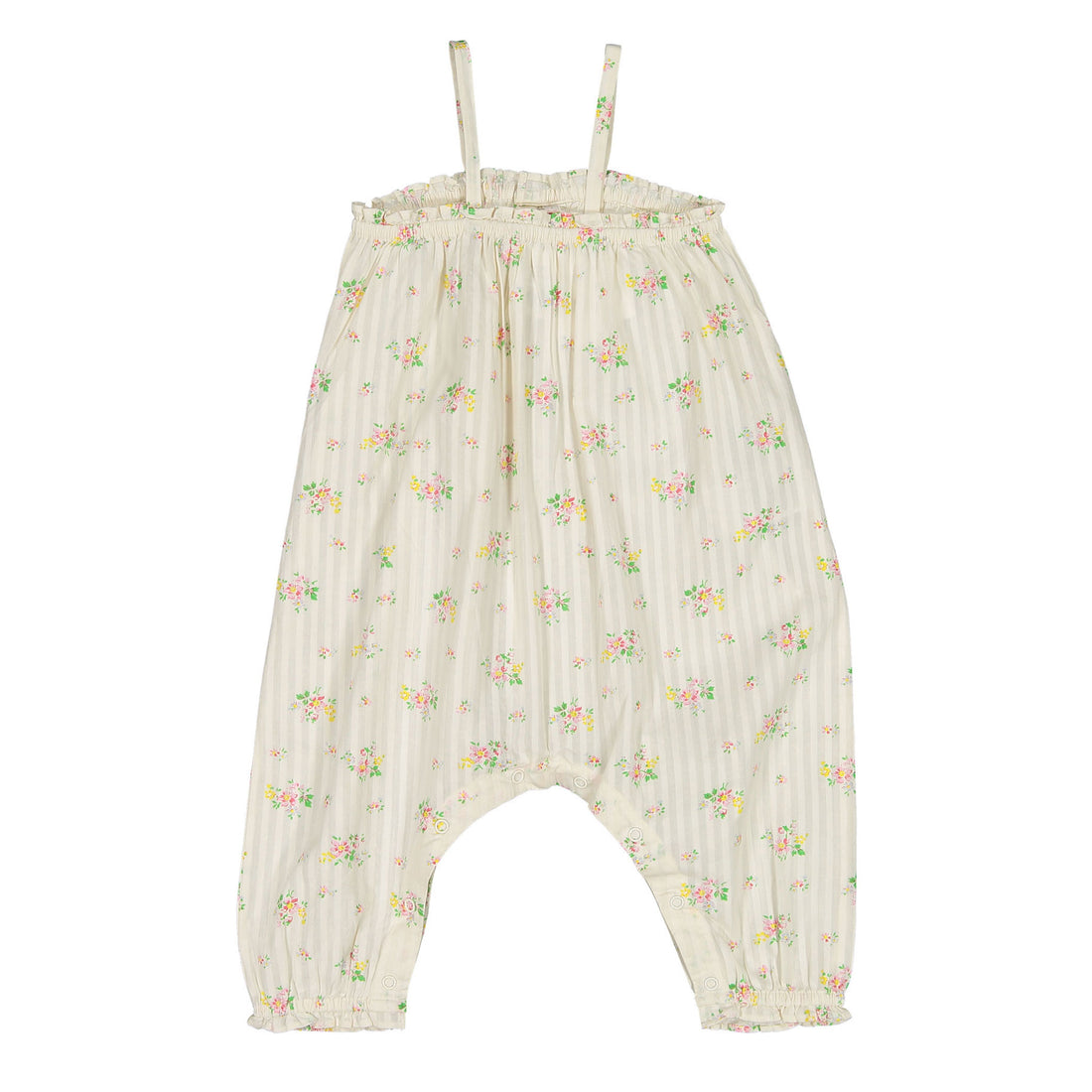Bonpoint Ivory Floral Baby Overalls