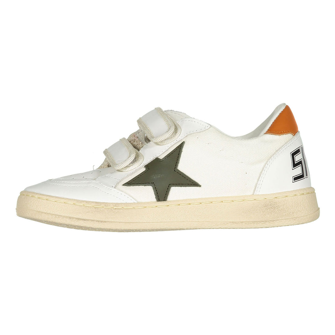 Golden Goose White/Olive Green/Orange Ballstar Strap Sneaker