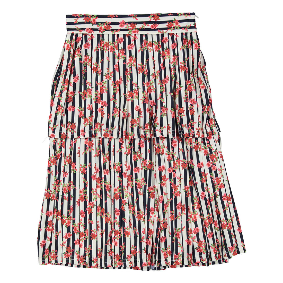 Ava and Lu Stripe Floral Layered Skirt
