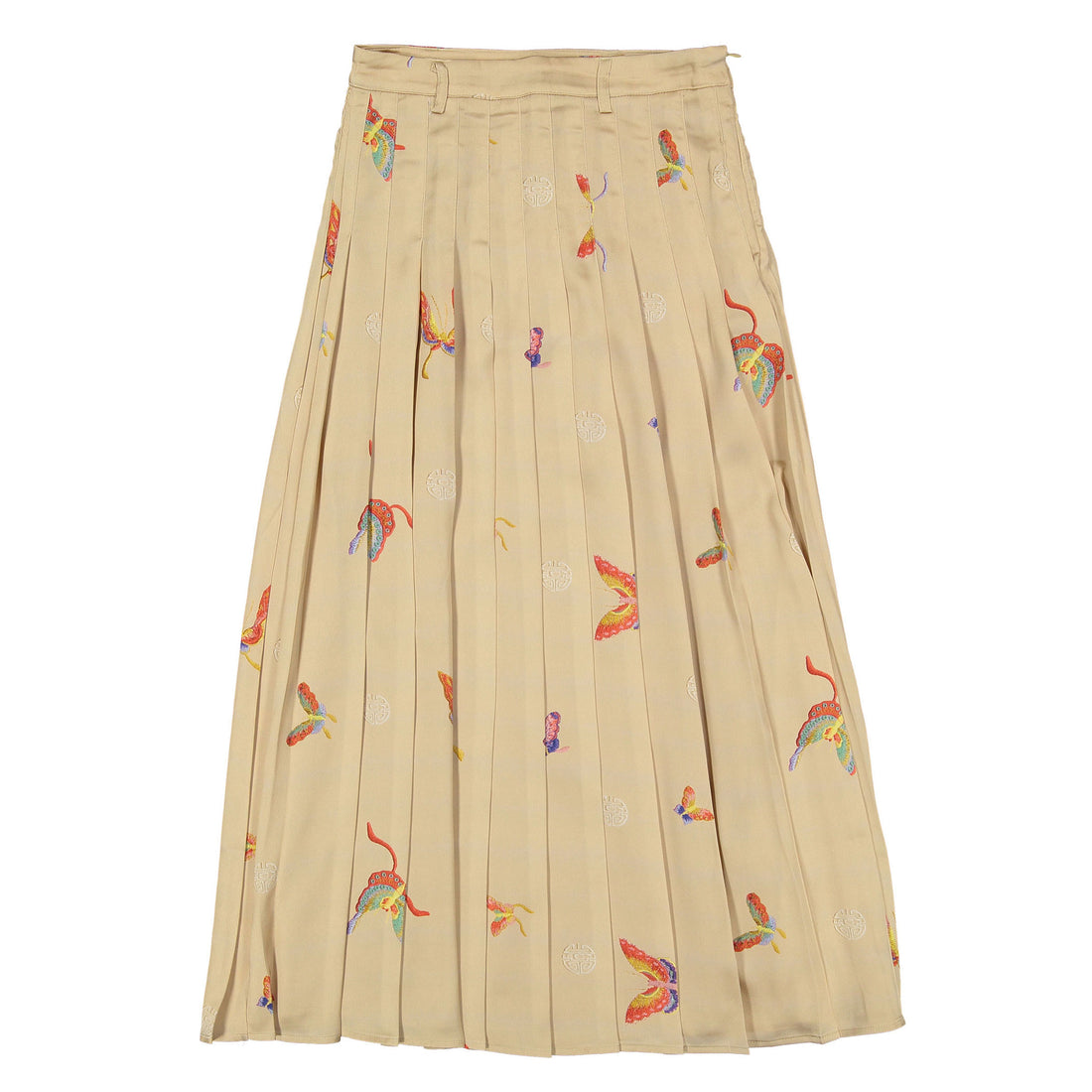 Ava and Lu Beige Scattered Butterfly Pleated Skirt