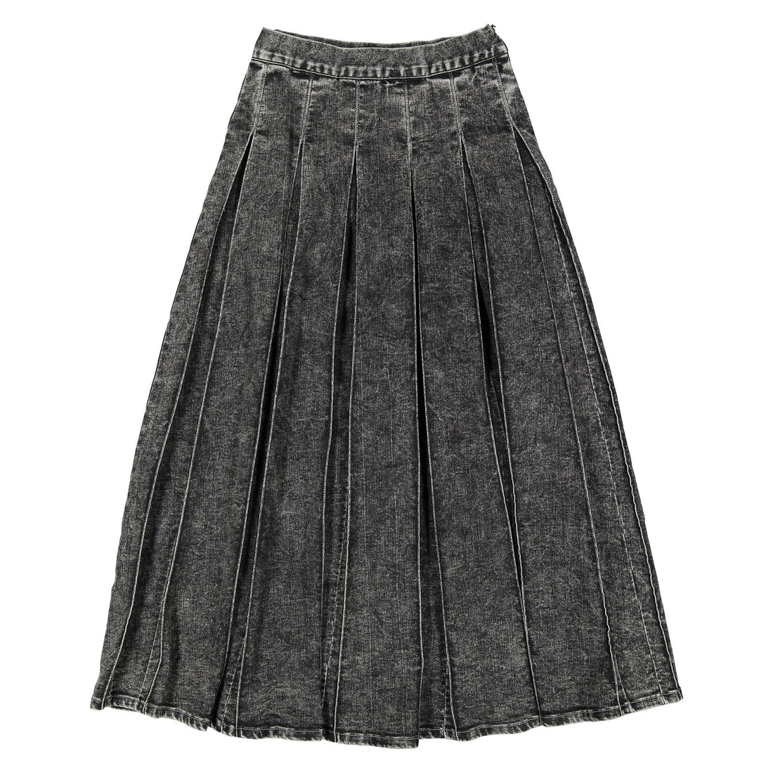 Ava Jeans Black Washed Denim Pleated Skirt
