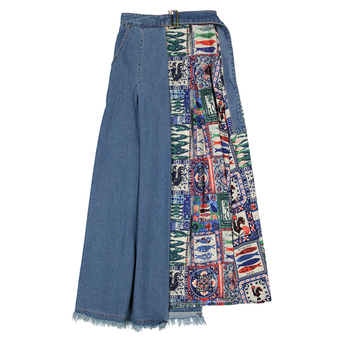 Ava Jeans Denim Bandana Print Skirt