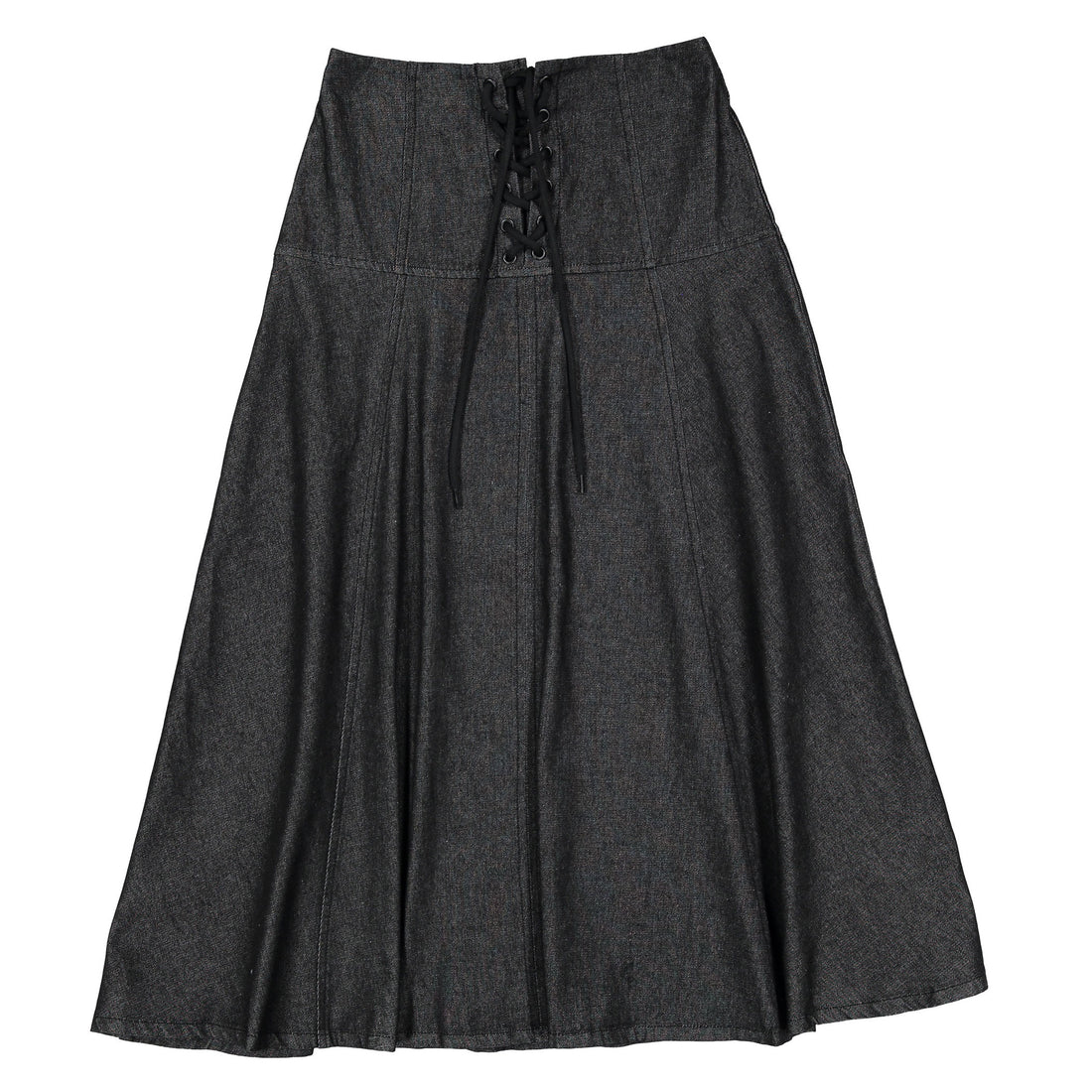 Black Denim Tie Front Skirt