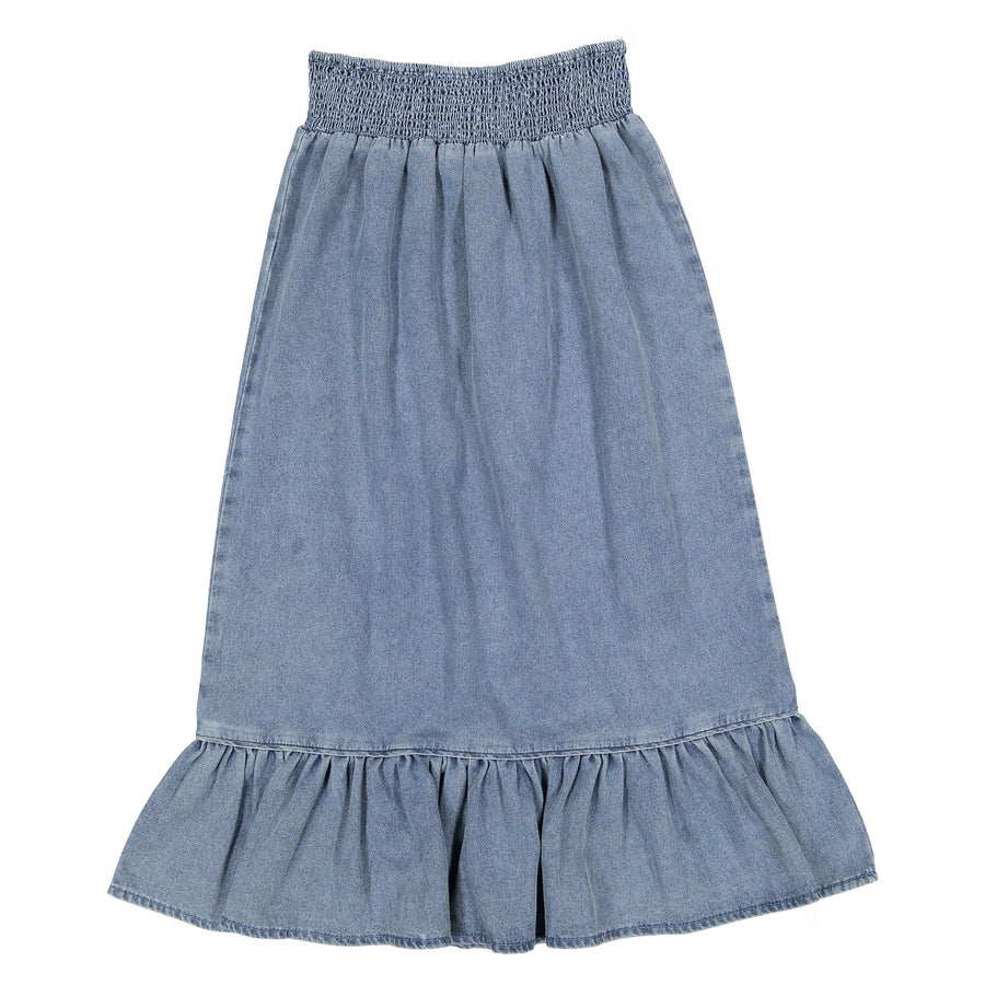 Ava Jeans Blue Denim Ruffle Bottom Skirt