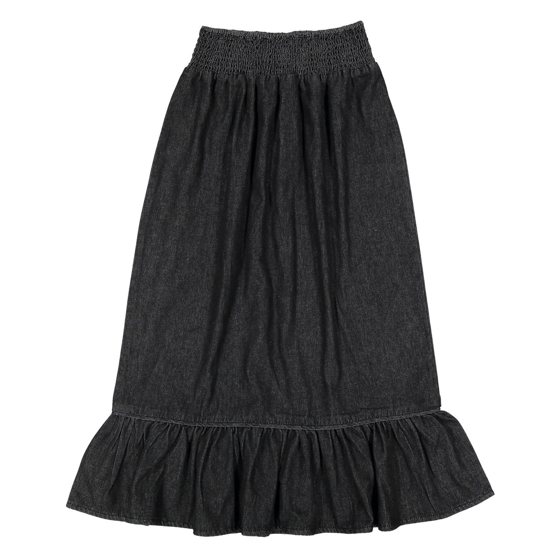 Ava Jeans Black Denim Ruffle Bottom Skirt – Ladida