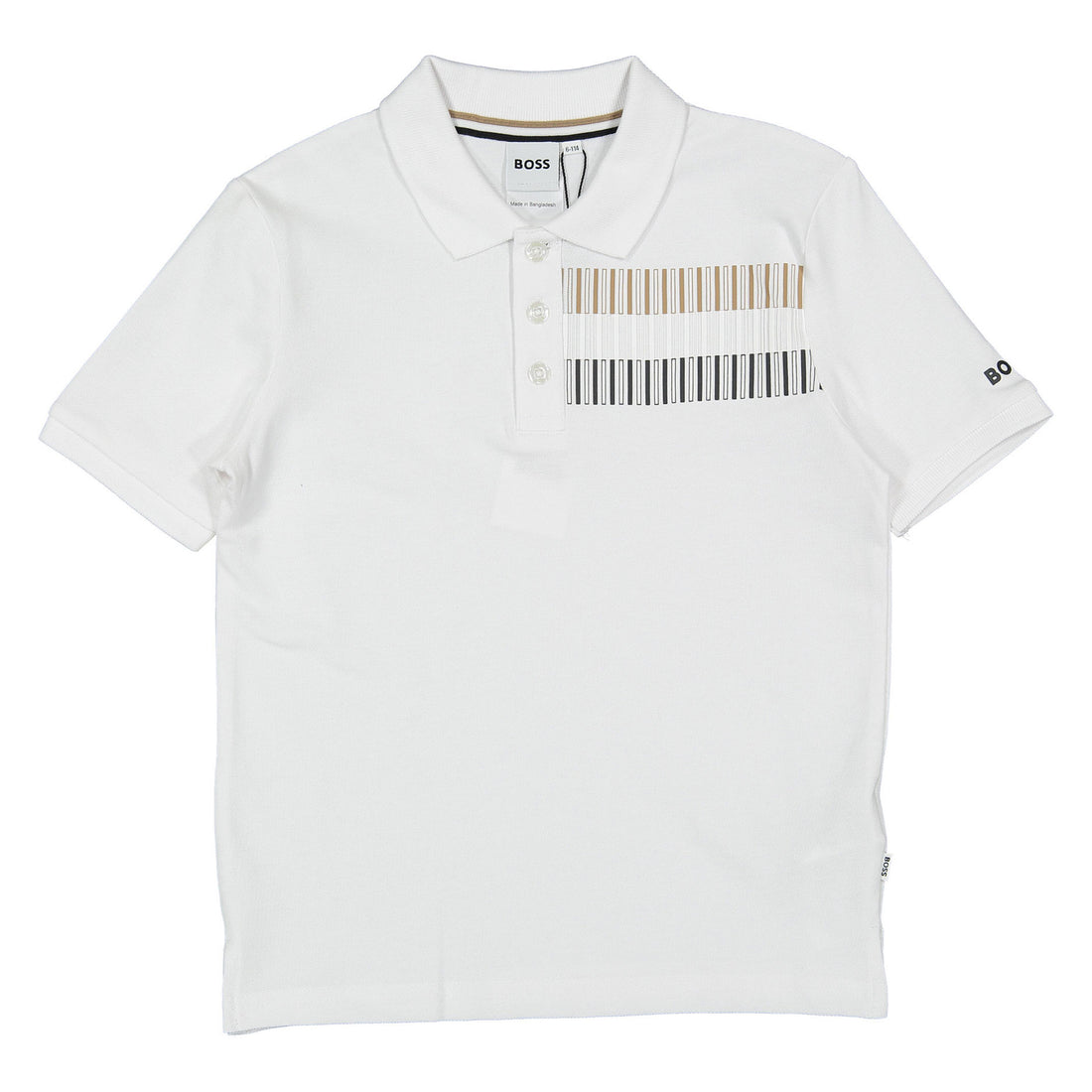 Hugo Boss White Tricolor Short Sleeve Polo