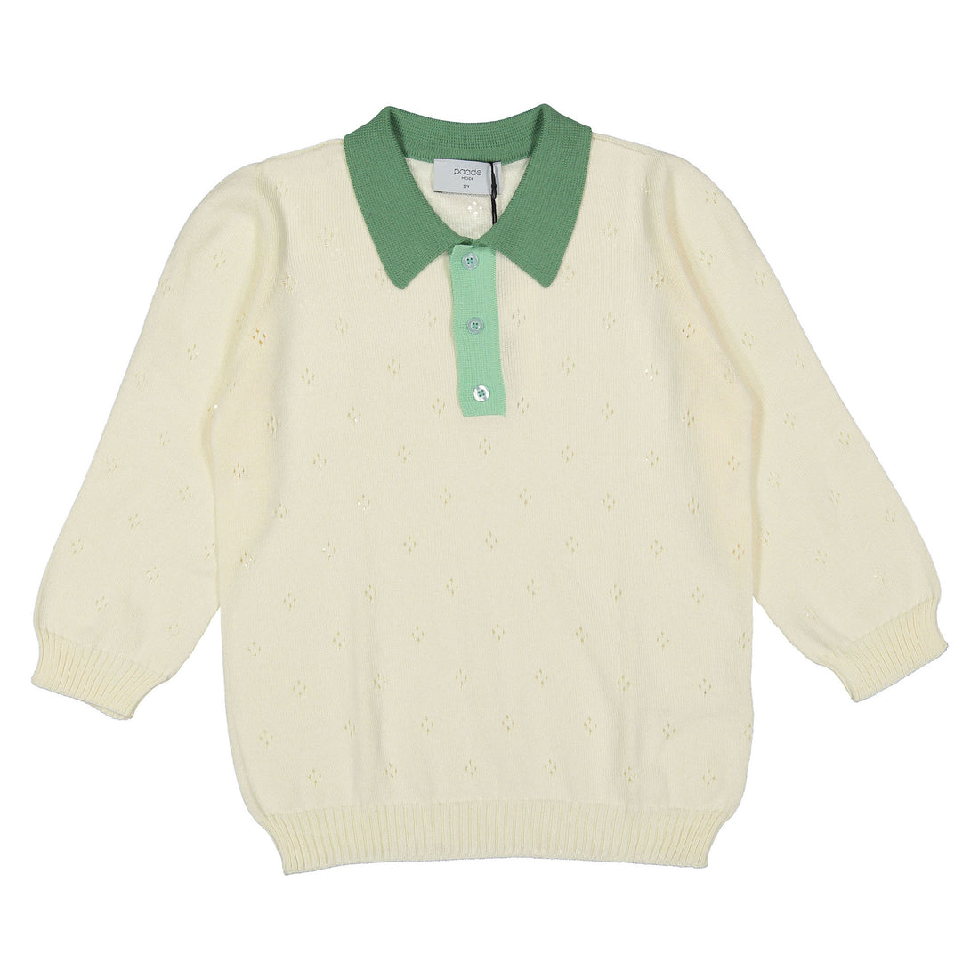 Paade Mode White Lemonade Knit Polo Shirt