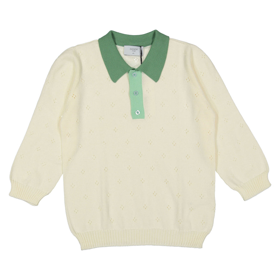 Paade Mode White Lemonade Knit Polo Shirt