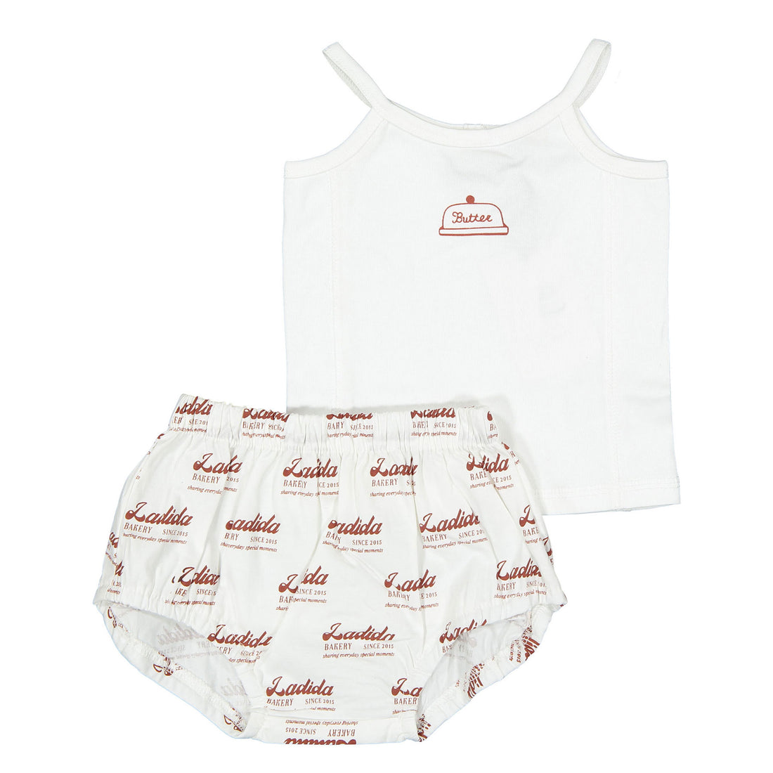 L by Ladida White Bakery Print Baby Set