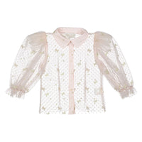 Petite Amalie Pink Summer Bouquet Linen Blouse