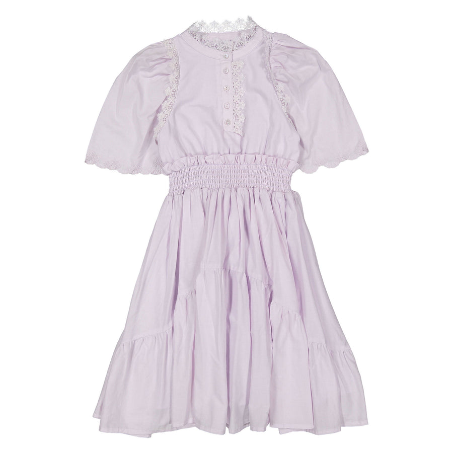 petite amalie pink cream shirred waist dress PETITE AMALIE La Fleur Lilac Floral Shirred Waist Dress 4y / Lilac Floral