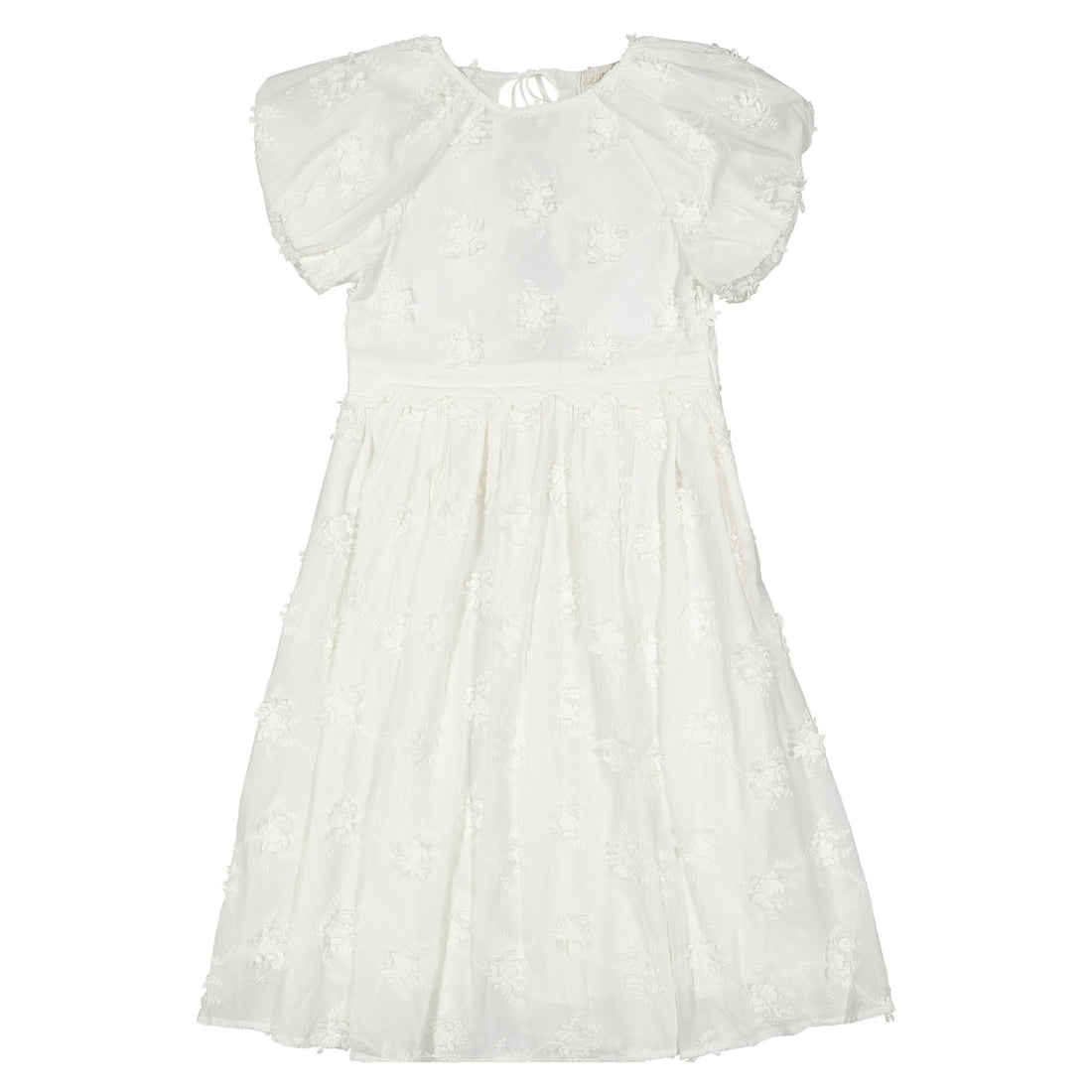 Petite Amalie White Tie Back Embroidered Dress