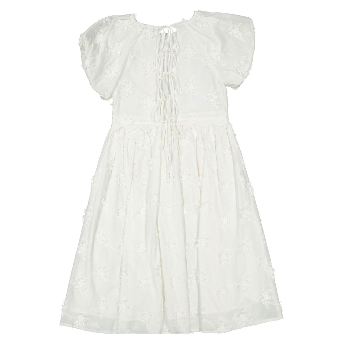 Petite Amalie White Tie Back Embroidered Dress