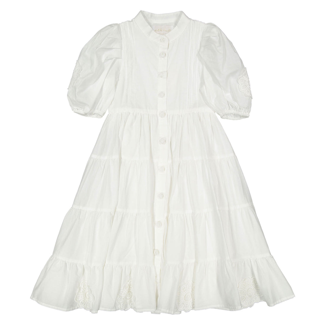 Petite Amalie White Doily Applique Voile Midi Dress