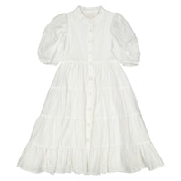 Petite Amalie White Doily Applique Voile Midi Dress