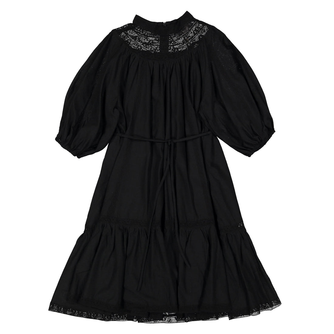 Petite Amalie Black Lace Yoke Linen Smock Dress Ladida Petite Amalie Black Lace Yoke Linen Smock Dress Ladida