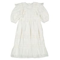 Petite Amalie White Crochet Lace Linen Dress