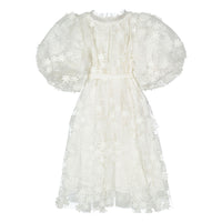 Petite Amalie White Floral Applique Tulle Dress