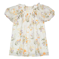 Petite Amalie White Summer Bouquet Linen Smock Dress