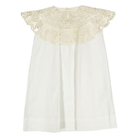 Petite Amalie White/Natural Crochet Cape Linen Dress